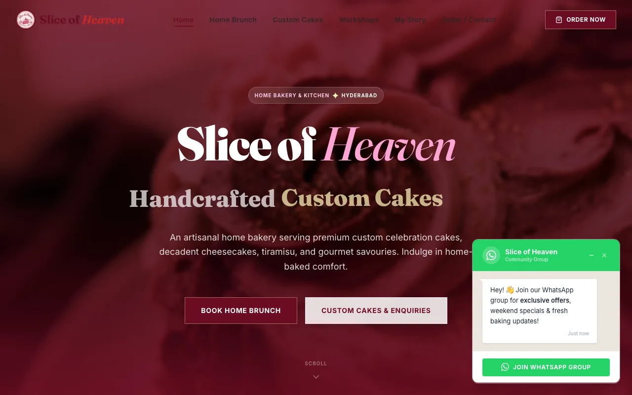 Slice of Heaven website built by JalsaX — artisanal bakery homepage